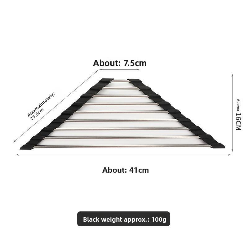 Foldable Triangle Dish Drying Rack Over The Sink Stainless Steel Drainer Space-Saving Corner Organizer for Kitchen Tools