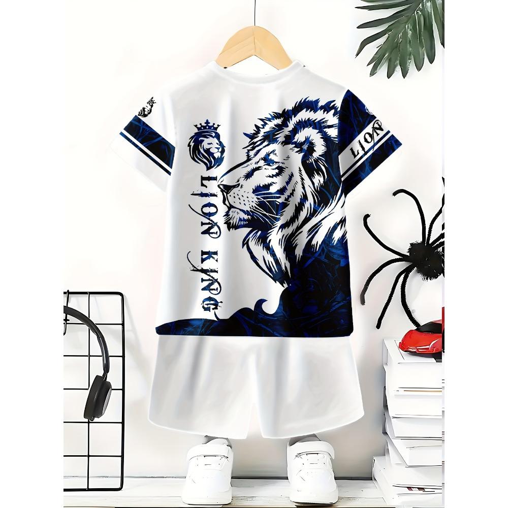 Boys' Fashion Shorts Set Classic Forest King Lion Cool Print