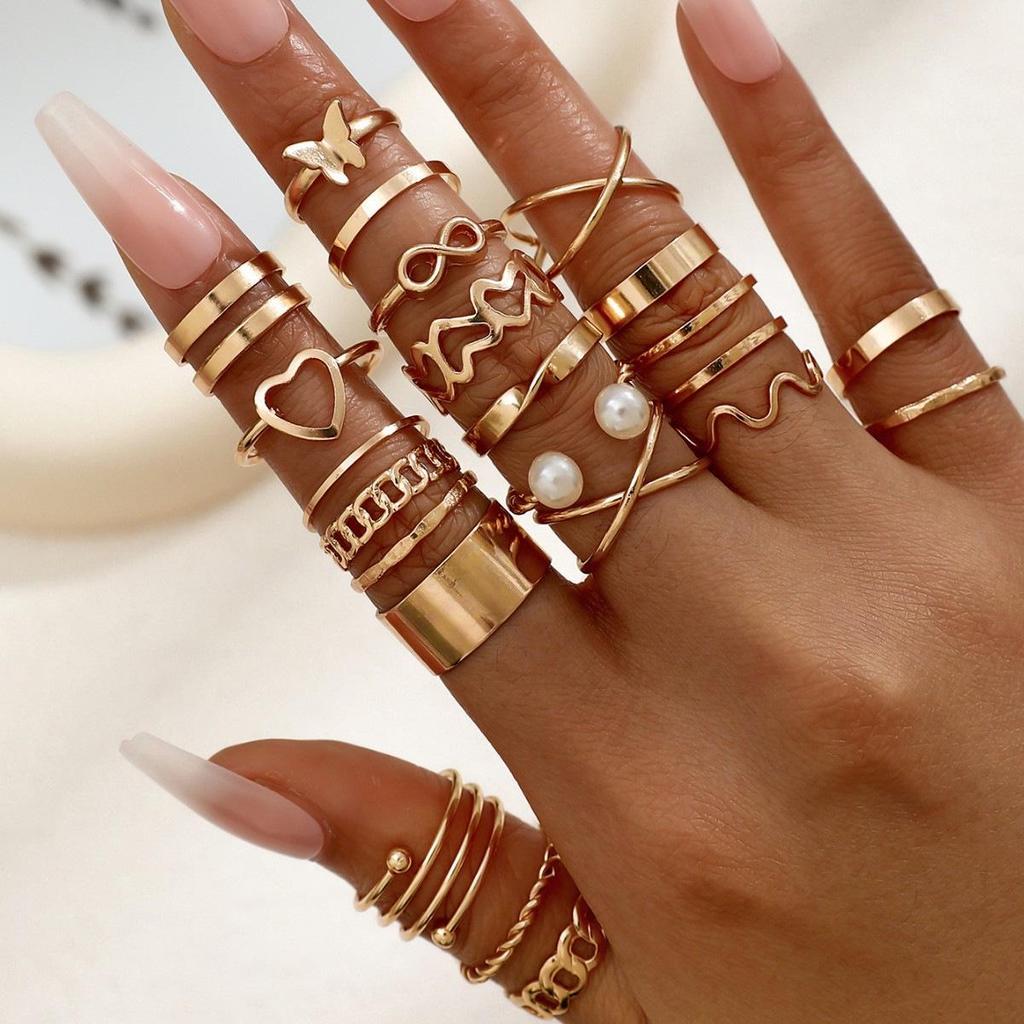 Trendy European and American Women's Rings: Niche, Fashionable, Cool Style, Light Luxury, Index Finger Set