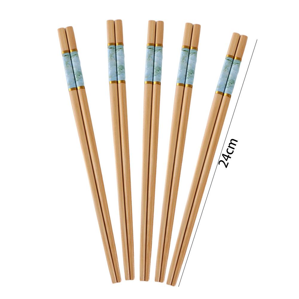 5Pairs Bamboo Sushi Anti-skid Rice Tableware Dinnerware Set Chopsticks Kitchen Supplies