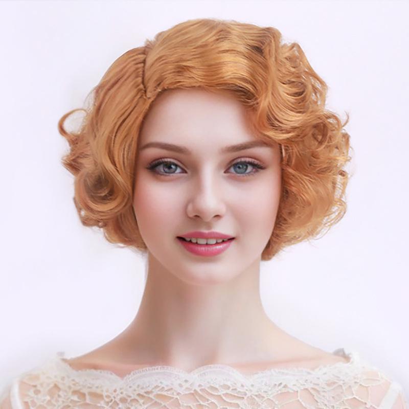 Synthetic Blonde Wig Short Curly Hair Wig for Women Natural Fluffy Hairstyle Ladies Cosplay Costume Halloween Party Use