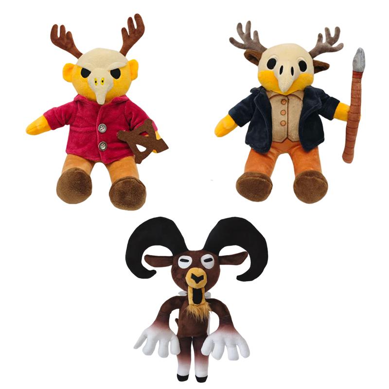 Neue 99 Nächte im Wald Plüschtier-Spielartikel: Brauner Elch (stehend und sitzend), weiße Eule, Stofftierkissen – ideales Geschenk für Kinder