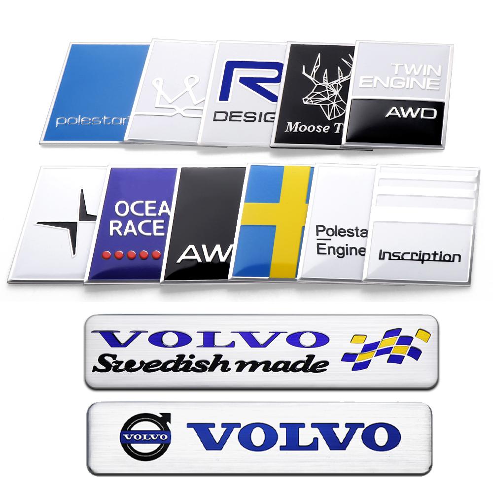 3D Aluminium Styling Auto Karosserie Seitenkotflügel Kofferraum Dekorationsaufkleber für Volvo R Design T6 AWD C30 C40 C50 C70 S40 S60 S70 S80 S90