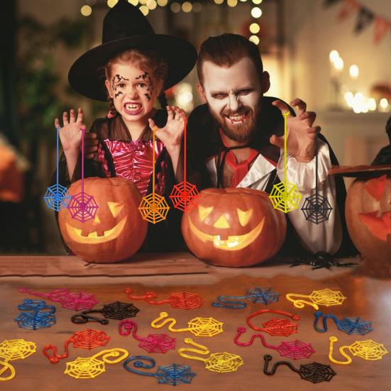 30Pcs Sticky Spider Webs Halloween Party Decorations for Kids Stretchy Cobweb Toys for Classroom Prizes Goodie Bags Stuffers