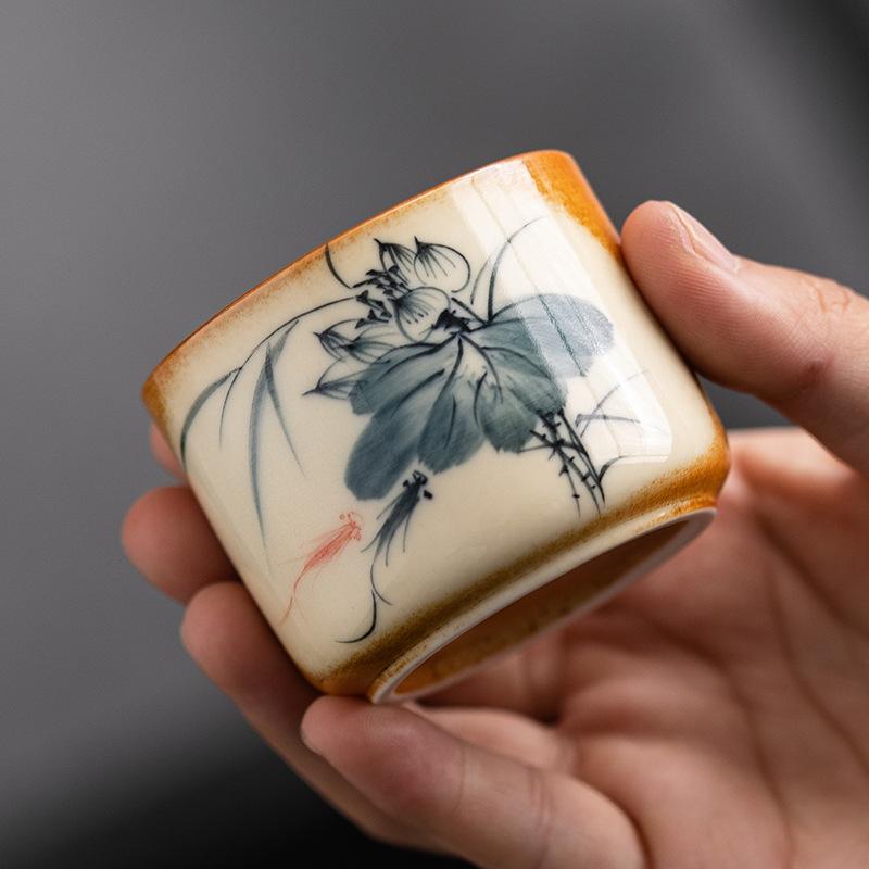 NEW Ceramic Hand-painted Tasting Wood-fired Glaze Small Bowl Special for Drinking Tea Single High-end Master Cup