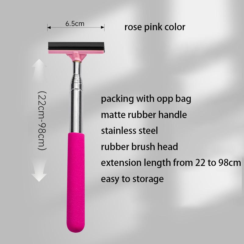 Retractable Car Rearview Mirror Wiper Car Telescopic Mirror Squeegee Rainy Side Wiper Handheld Car Glass Cleaning Tool pink-a