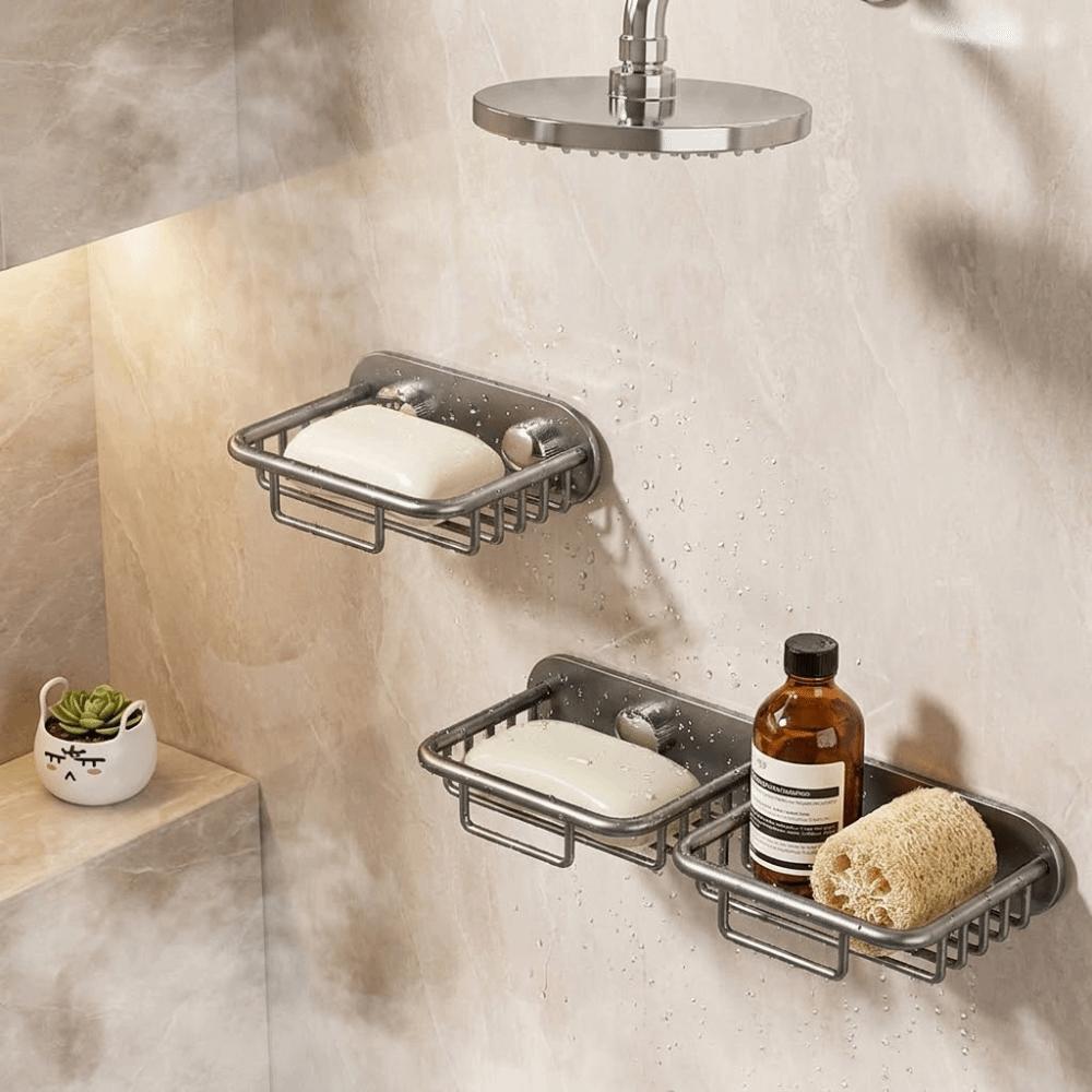 Rustproof Soap Storage Rack Self Adhesive Drainage Soap Holder Self-Draining Soap Dish Home Use