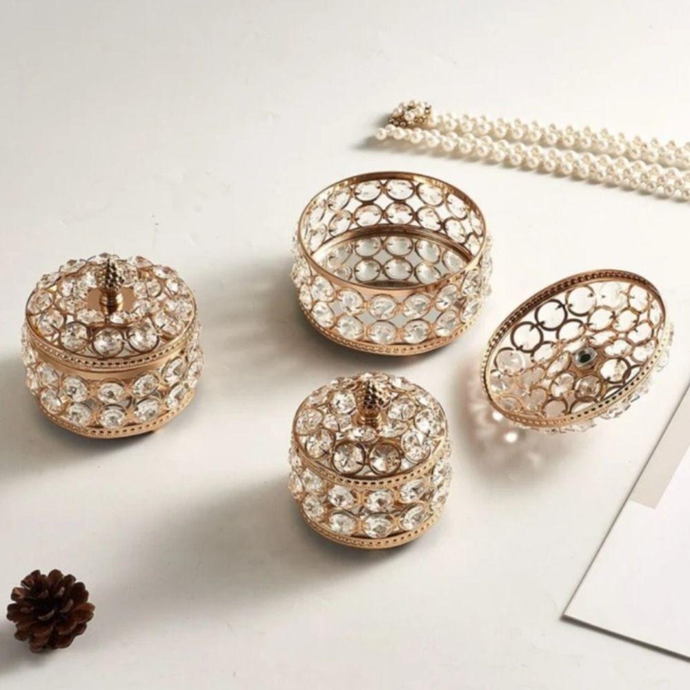 Glass Mirrored Necklace Ring Display Case Sparkling Earring Organizer Desktop Storage Organizer