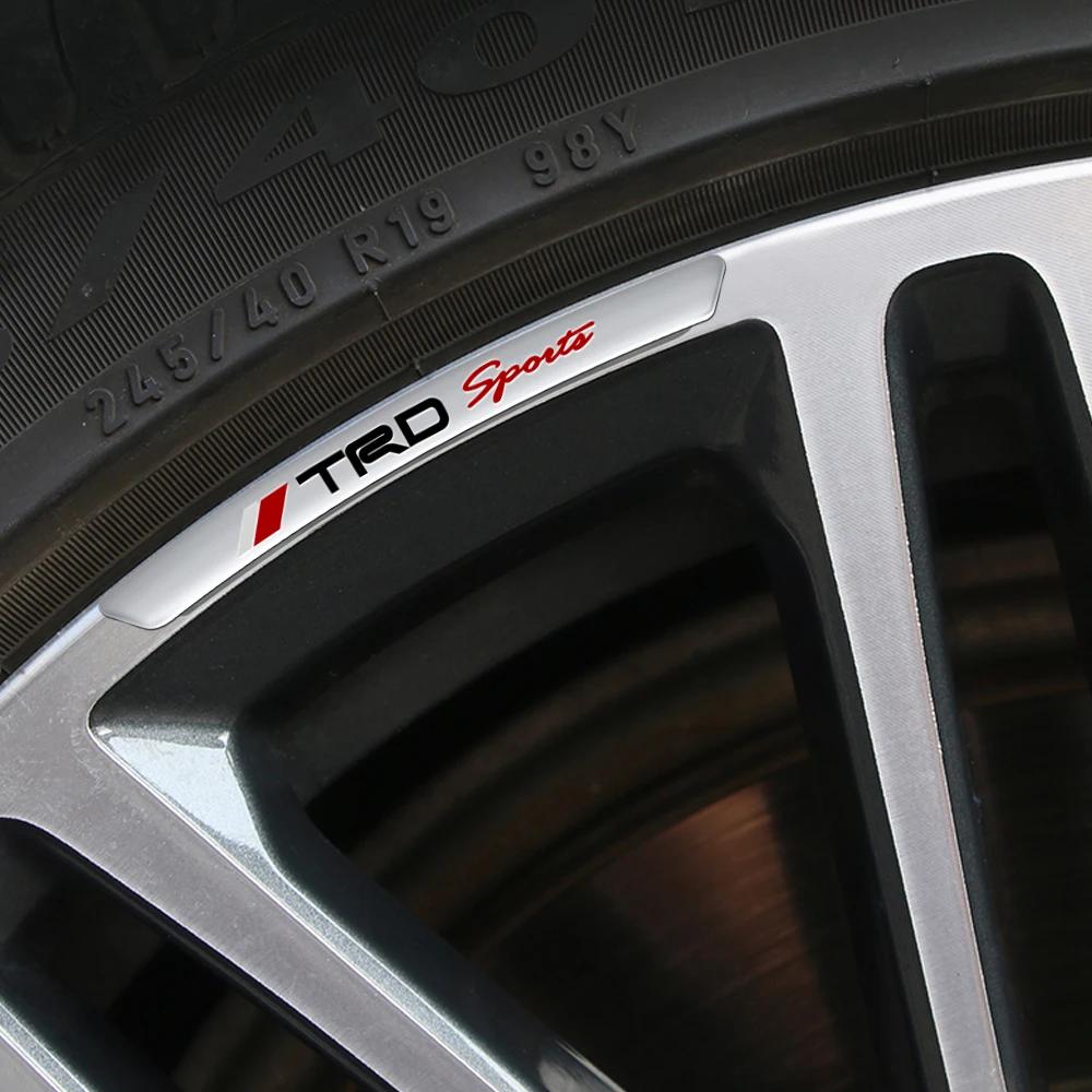 4Pcs Aluminum Car Badge Styling Wheel Hub Rims Decor 3D Stickers For Toyota TRD RAV4 Corolla Chr Avensis Yaris Camry Racing Crown