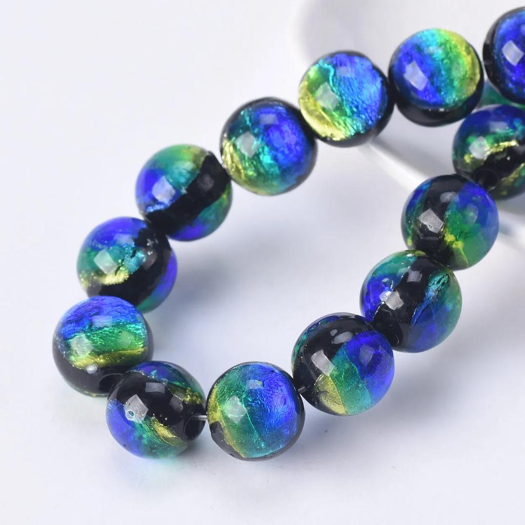 5 st Runda Självlysande 8mm 10mm 12mm Dubbelsidiga Handgjorda Lampwork Glas Lösa Pärlor för Smyckestillverkning DIY Hantverksfynd