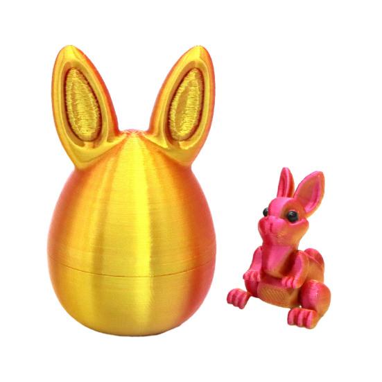 Påskhare Öra Äggprydnad med Ledad Kanin Inuti 3D-printad Rörliga Leder Kaninfigur Fidgetleksak Påskhelg Festdekoration