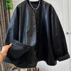 Coat for Women Thickened Plush Autumn Winter Oversize Loose Casual Cotton Leather Jacket