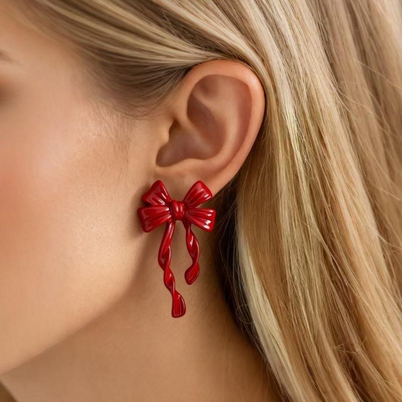 Delicate Bowknot Earpieces Elegant Ballet Style Bowknot Earrings Fashionable Ear Piercing Ear Studs Jewelry