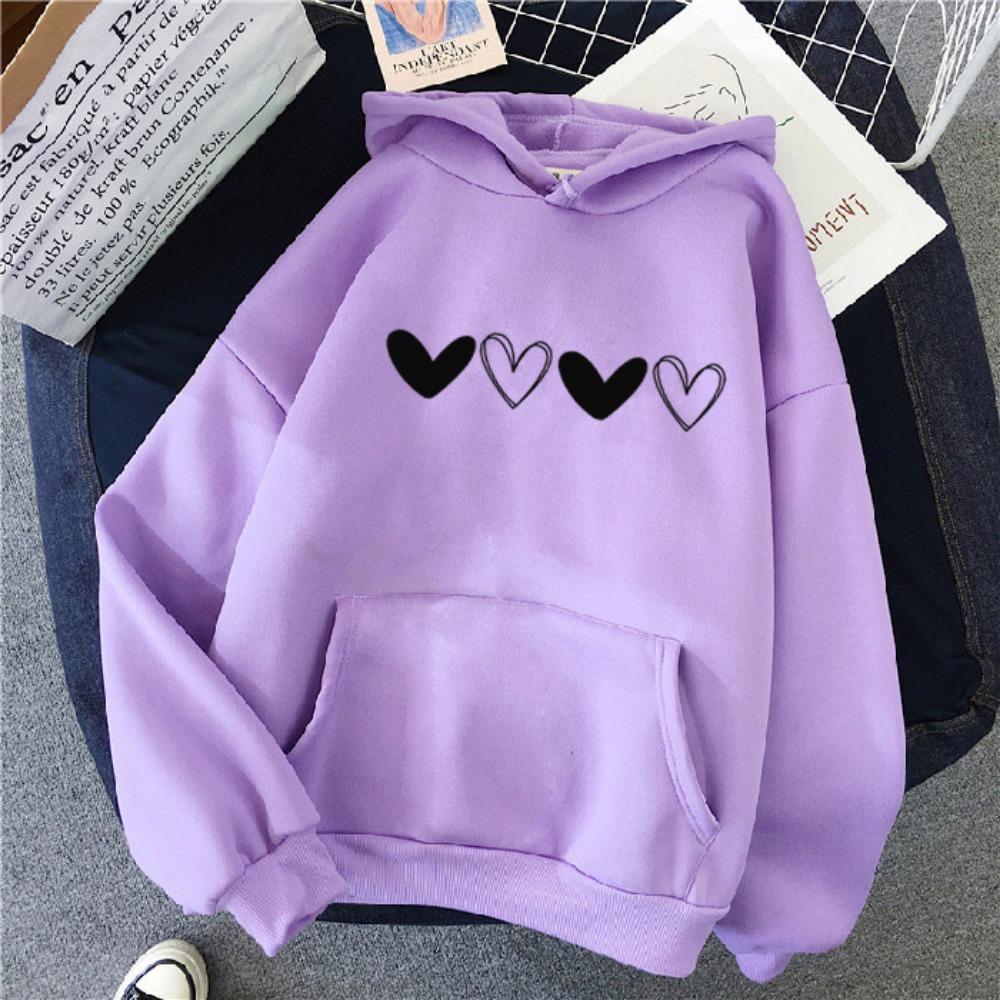 Casual style new women's love printing style pattern hooded sweater jacket 2025 autumn and winter