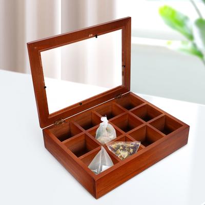Boîte de rangement décorative pour sachets de thé à 12 compartiments, organiseur pour cuisine, salle à manger, format compact, pour un rangement facile à la maison