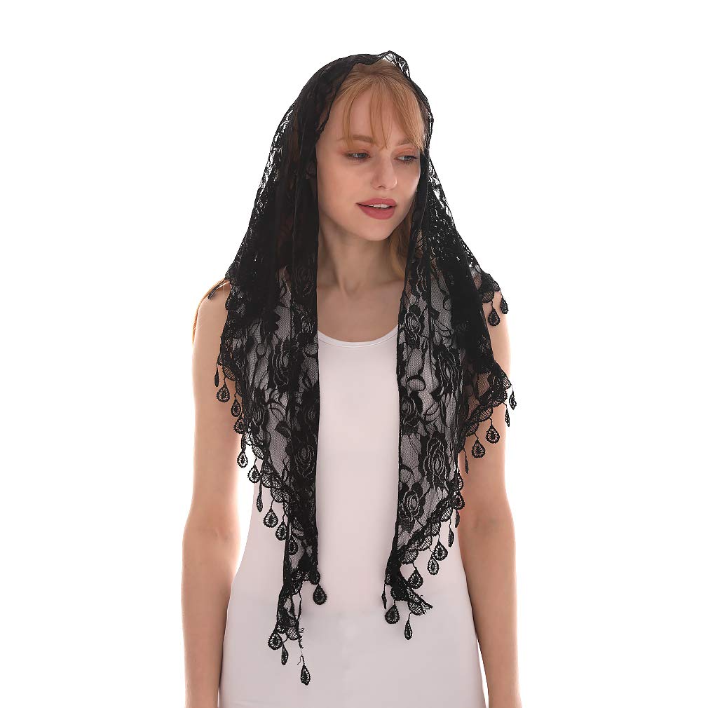 Fashion Church Shawl Lace Veil Polyester Scarf Bandana Church Prayer Wedding Mantilla Chapel White Embroidered Hijab Women Scarf