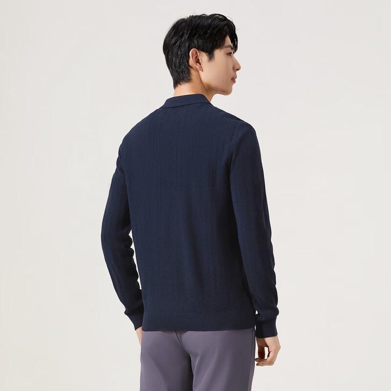 SEVEN Men's Wool-Blend Herringbone Jacquard Polo Sweater