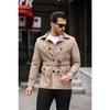 Men's Black Seasonal Lined Belted Double Breasted Trench Coat