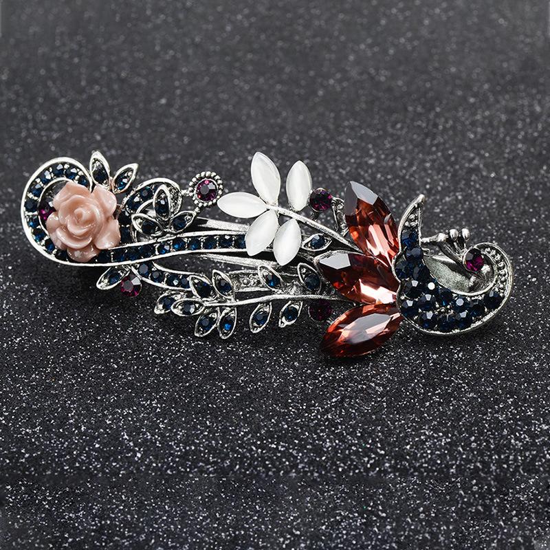 Koreanische Strass Haarnadel Hinterkopf Federclip Eleganter Top Clip Haarschmuck Pferdeschwanzclip Damen Haarnadel Erwachsener Clip Kopfschmuck
