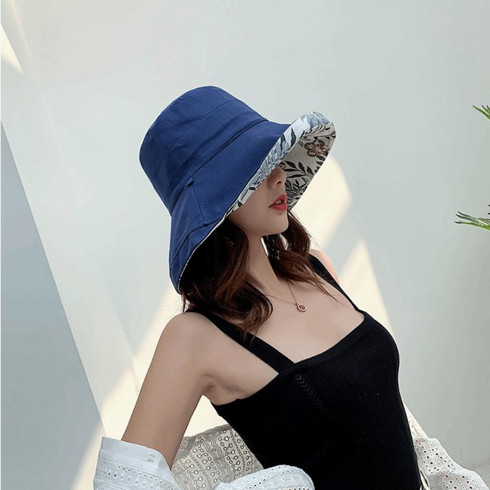 Panama Style Fisherman Hat Reversible Big Brim Hat Versatile Sun Visor Cap for Women