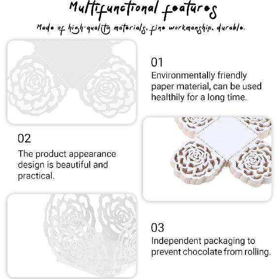 50 PCS Chocolate Candy Cups, Paper Truffle Cups Flower Truffle Wrappers Liners Cup Hollow-out Chocolate Wrappers Paper Baking Cup Mini Muffin Liners