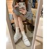 Cowhide Version~ 6.5cm Thick-soled Smiley Face Velcro Heightening Casual Sports Board Shoes Women's White Shoes