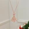 Women's Christmas Tree Pink Crystal Zircon Star Pendant Earrings Bright Snowflake Glitter Pink Jewelry Gift
