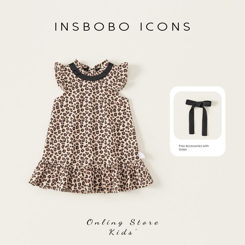 Insbobo Girls  Dress Leopard Print Skirt Kidsren s Skirt 2026 Summer New Style Girls  Beautiful Kidsren s Clothing Leopard Print 80