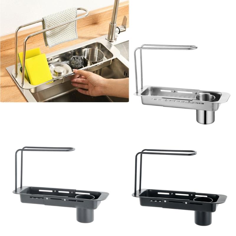 Multifunctional Over The Sink Storage Rack Stainless Steel Adjustable Shelf for Mess Release Kitchen Space