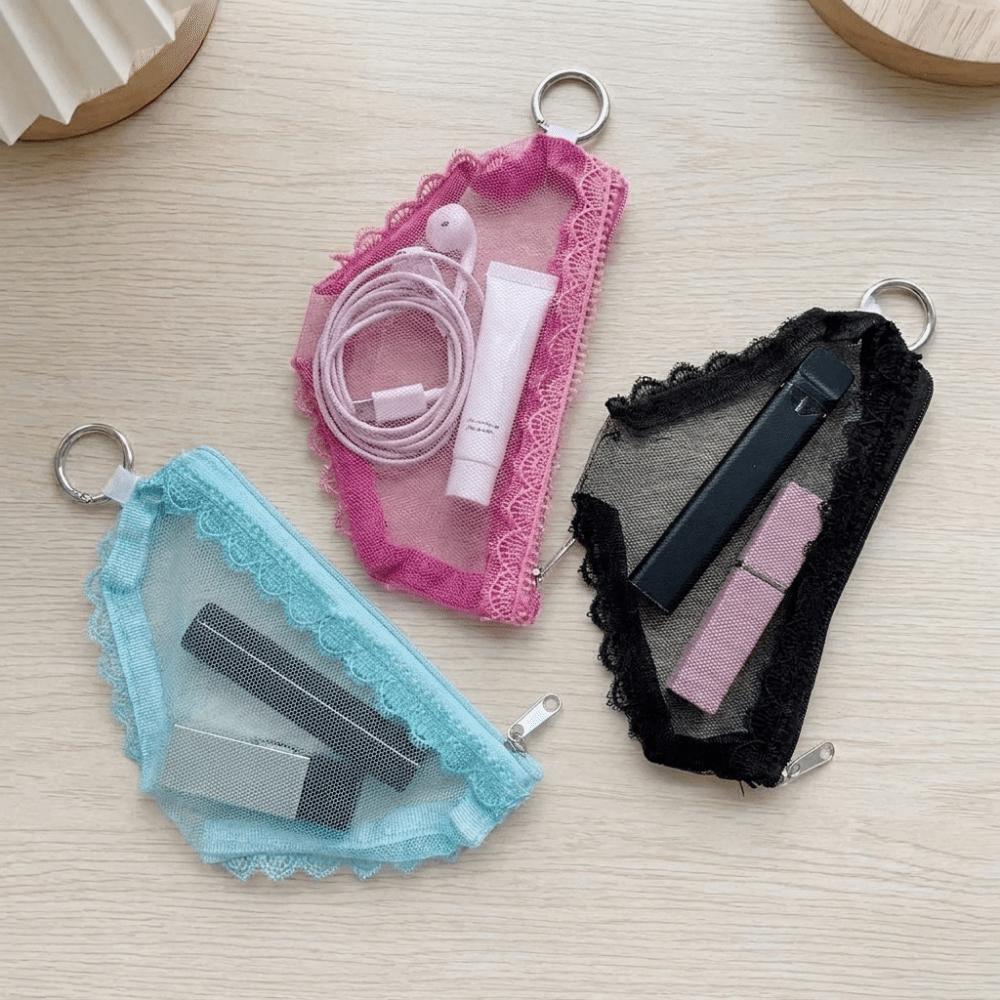 Mesh Briefs Shape Cosmetic Bag Clear Makeup Storage Pouch Creative Mesh Toiletry Bag  Jewelry