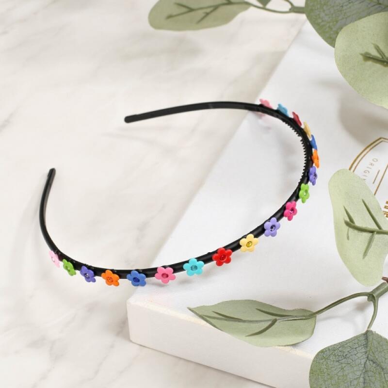 Cubic Flower Thin Hairband (6 Colors) Pink_1319676