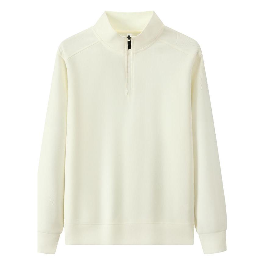 

Осенний вафельный свитер с воротником-стойкой и застежкой-молнией на половину длины для мужчин и женщин, повседневная модная одежда для пар с длинными рукавами, уличный модный бренд унисекс, воздухопроницаемость 4XL белый