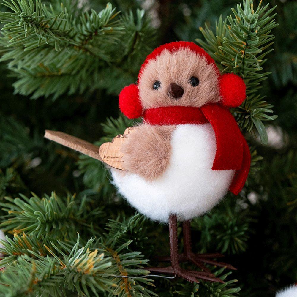 Red White Simulated Foam Bird DIY Hanging Bird Christmas Decoration  XMAS Ornaments