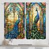 Peacock Floral Print Curtains Pocket Rod Top Fade Resistant Polyester Living Room Kitchen Bedroom Study Dining Made Of Decor
