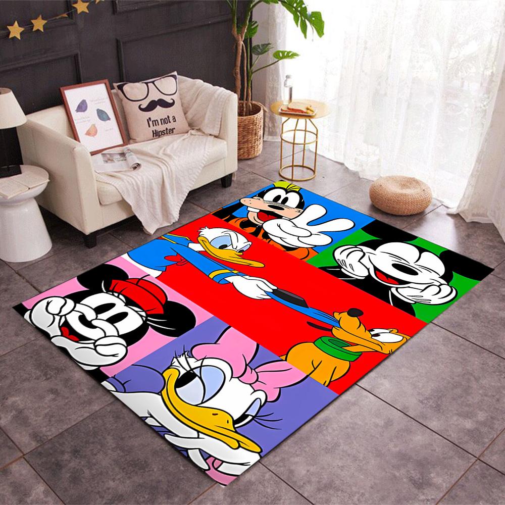 Classic Disney Characters Disney Cartoon Theme Anti-Slip Rug - Polyester, Home Decor, Suitable for Bedrooms, Living Rooms, Doorways, and Studios