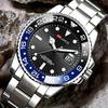 Classic Mens Watch Quartz Green Ghost Diver Series Stainless Steel Waterproof Calendar Clock Business Luxury Watch Reloj Hombre