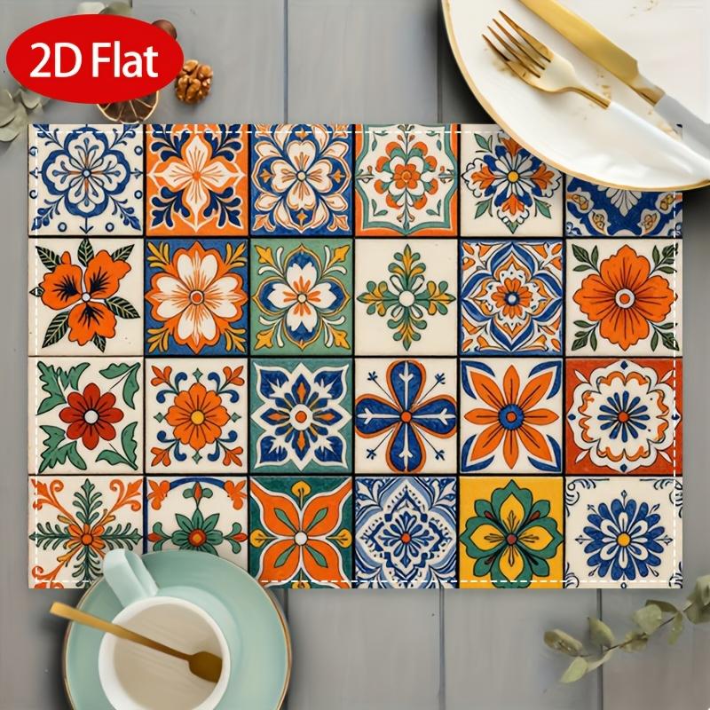 2/4/6 Pezzi Runner da Tavola Stile Boemo, Motivi Floreali Geometrici Multicolore, Adatti per Decorazione Tavola da Pranzo in Cucina, Decorazione Festa di Compleanno, Casa