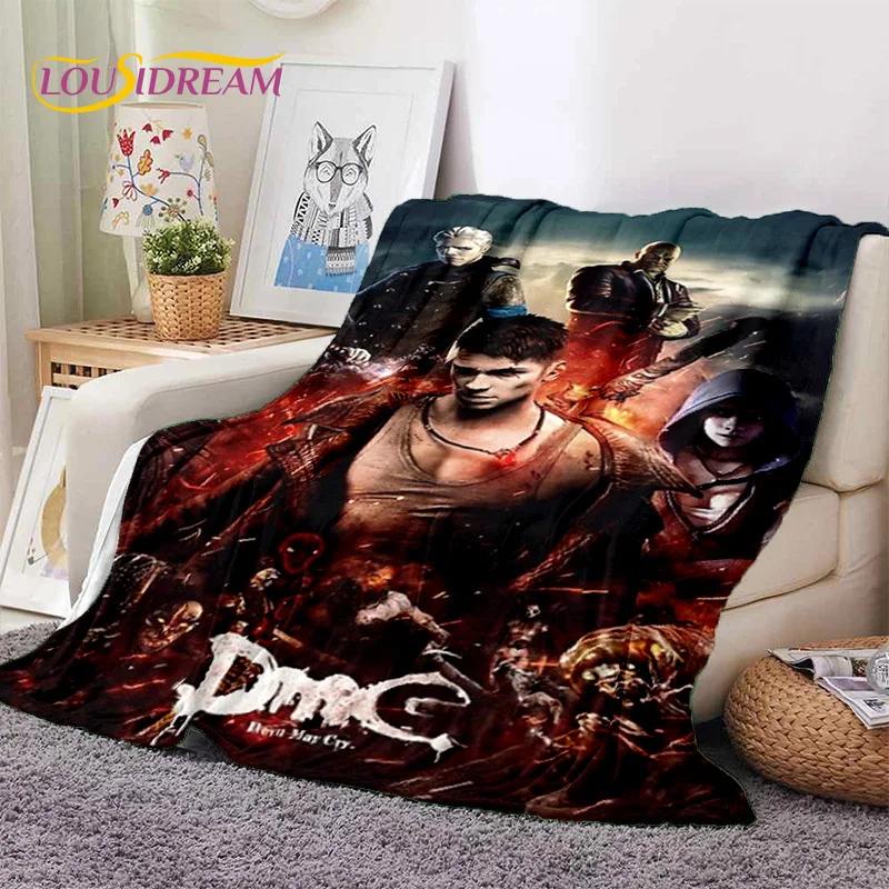 3D D-Devil May Cry DMC Game Cartoon Soft Flannel Blanket for Beds Bedroom Sofa Picnic,Throw Blanket for Outdoor Leisure Nap Gift