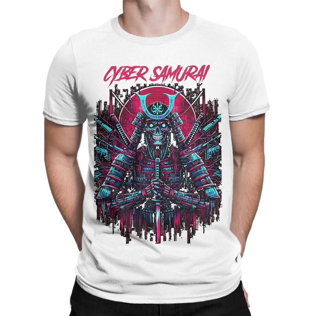 Cyber Samurai Punk Synthwave Novelty 100 Cotton TShirt Cyber Samurai Punk Tops Tees For Unisex