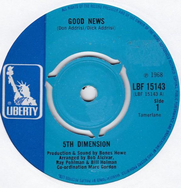 

7inch Record FIFTH DIMENSION - Good News LBF15143 Liberty 1968 UK Soul/Funk Used