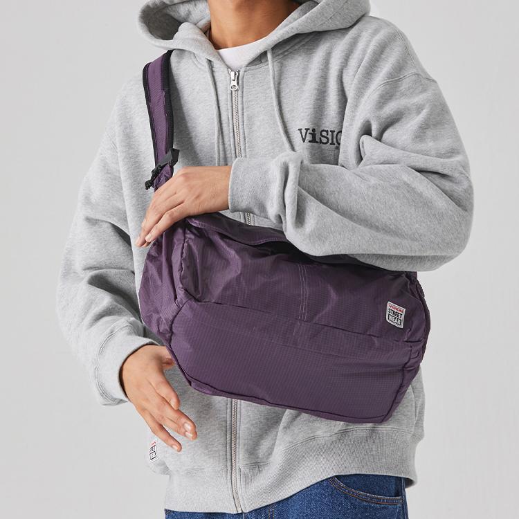 New Vision Street Wear Nylon Shoulder Bag Regular Unisex Black/Purple V241NS9008