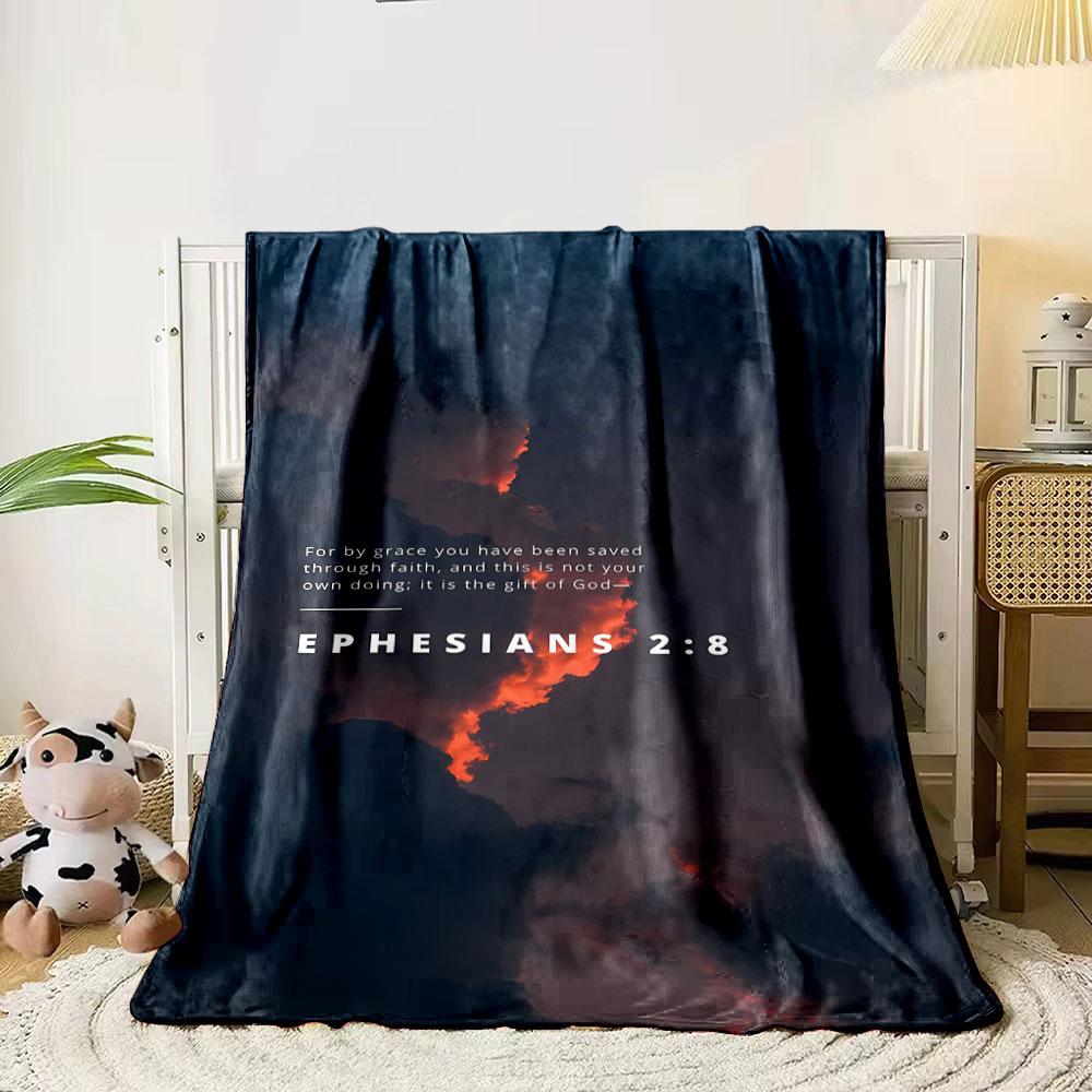 Ephesians 2:8 Scripture Cloud Print Blanket  Printed Blanket for Living Room Bed Couch Lunch Break Soft Cozy Blanket for Friend's Festival Gift