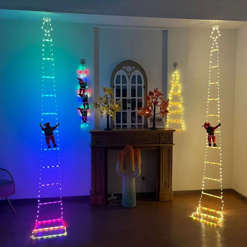 Santa Claus Climbing Ladder Light Strip Outdoor Christmas Decoration Light New Year Decoration Pendant Christmas Tree Decoration