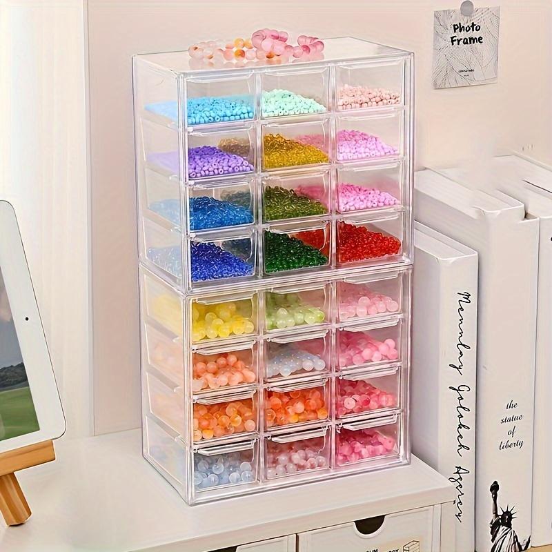Clear Plastic Bead Organizer Box with Drawers Multi Compartment Storage for Crystal Jewelry DIY Craft Supplies Desktop Case