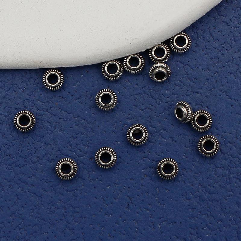 4mm Tibetan Silver Oval Gear Beads for DIY Bracelets & Necklaces 4mm Hole 1mm античный серебряного