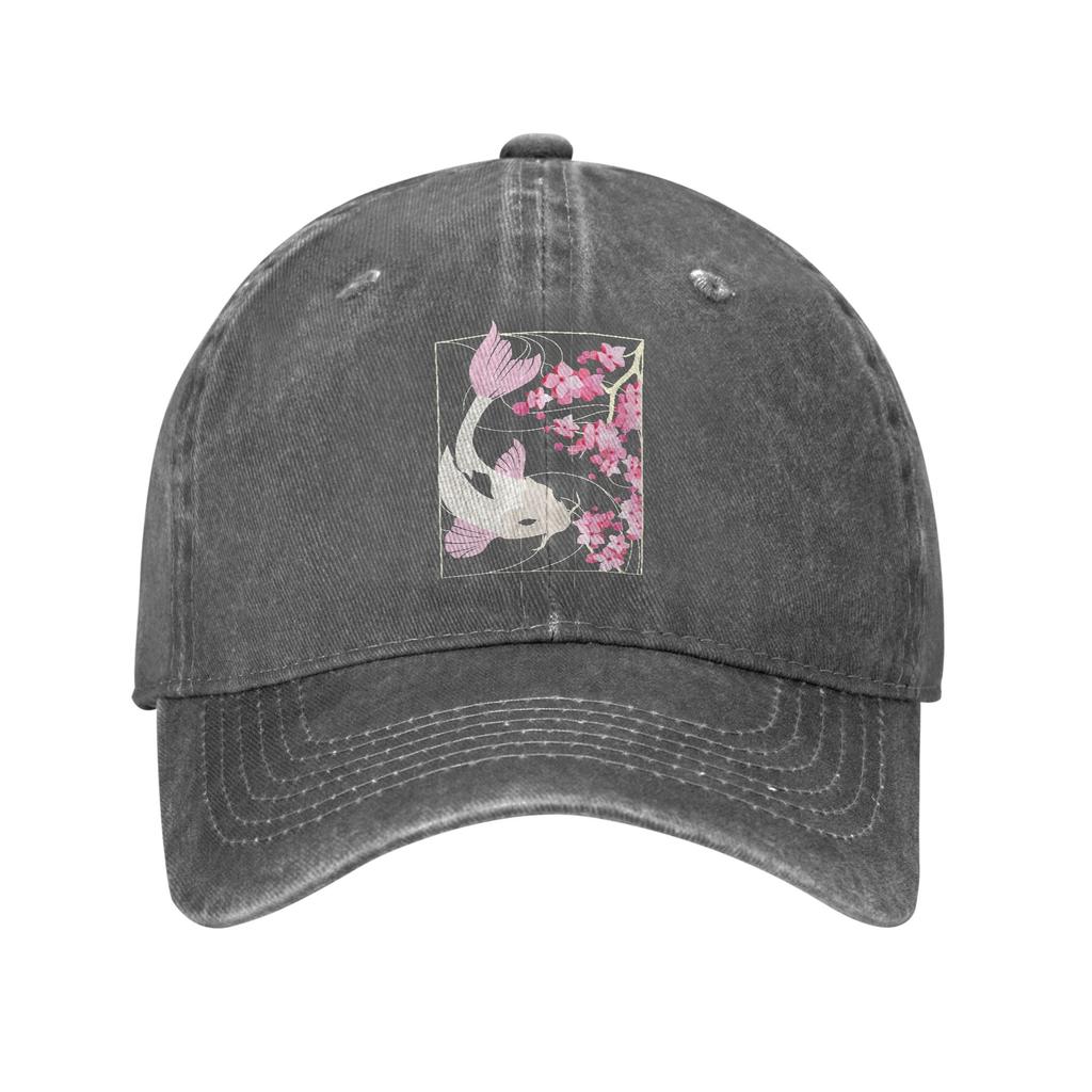 Cherry Blossom Japanese Fish I Koi Carp Baseball Caps Vintage Distressed Denim Snapback Cap Unisex Women Golf Gift Caps Hat