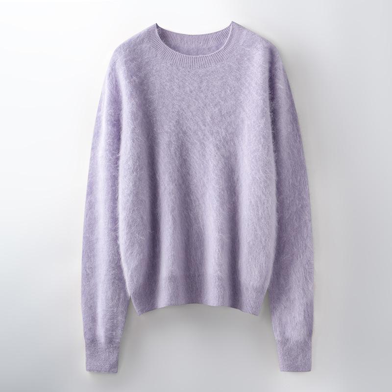 Autumn And Winter New Brushed Women'S Loose Round Neck Long Sleeve Solid Color Pullover Wool Bottoming Knitted Sweater