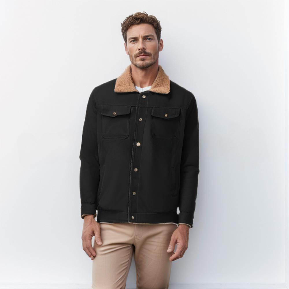 Men's Autumn and Winter Plus Velvet Jacket Cotton Workwear Casual Men's Top Coat