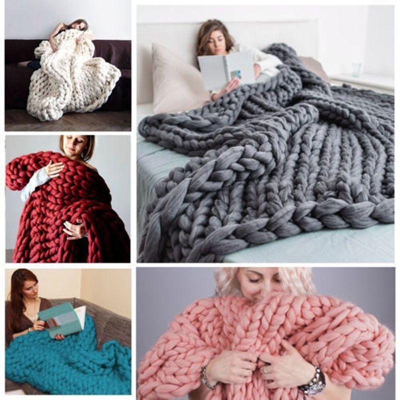 solid Color Bulky Yarn For Hand Knitting Warm Soft Thick Wool Craft Blanket Scarf