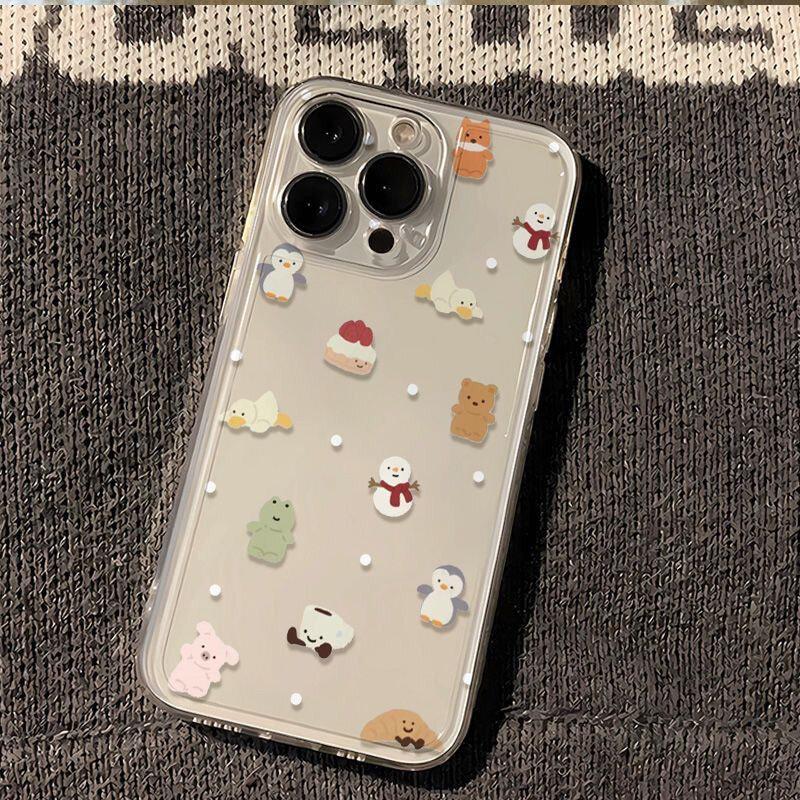 Cute Cartoon Food Dessert Case for iPhone 17 16 15 14 13 12 11 Pro Max Kawaii Milk Tea Burger Clear Shockproof Soft TPU Cover